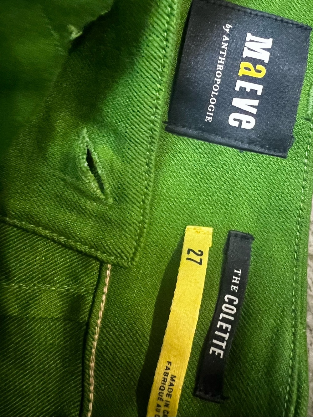 Anthropologie Maeve Colette Wide Leg Crop Green Linen Size 27 - Picture 4 of 5